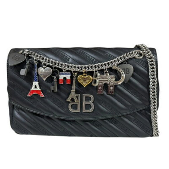 Balenciaga Shoulder Bag Black Leather Chain - Picture 1 of 9
